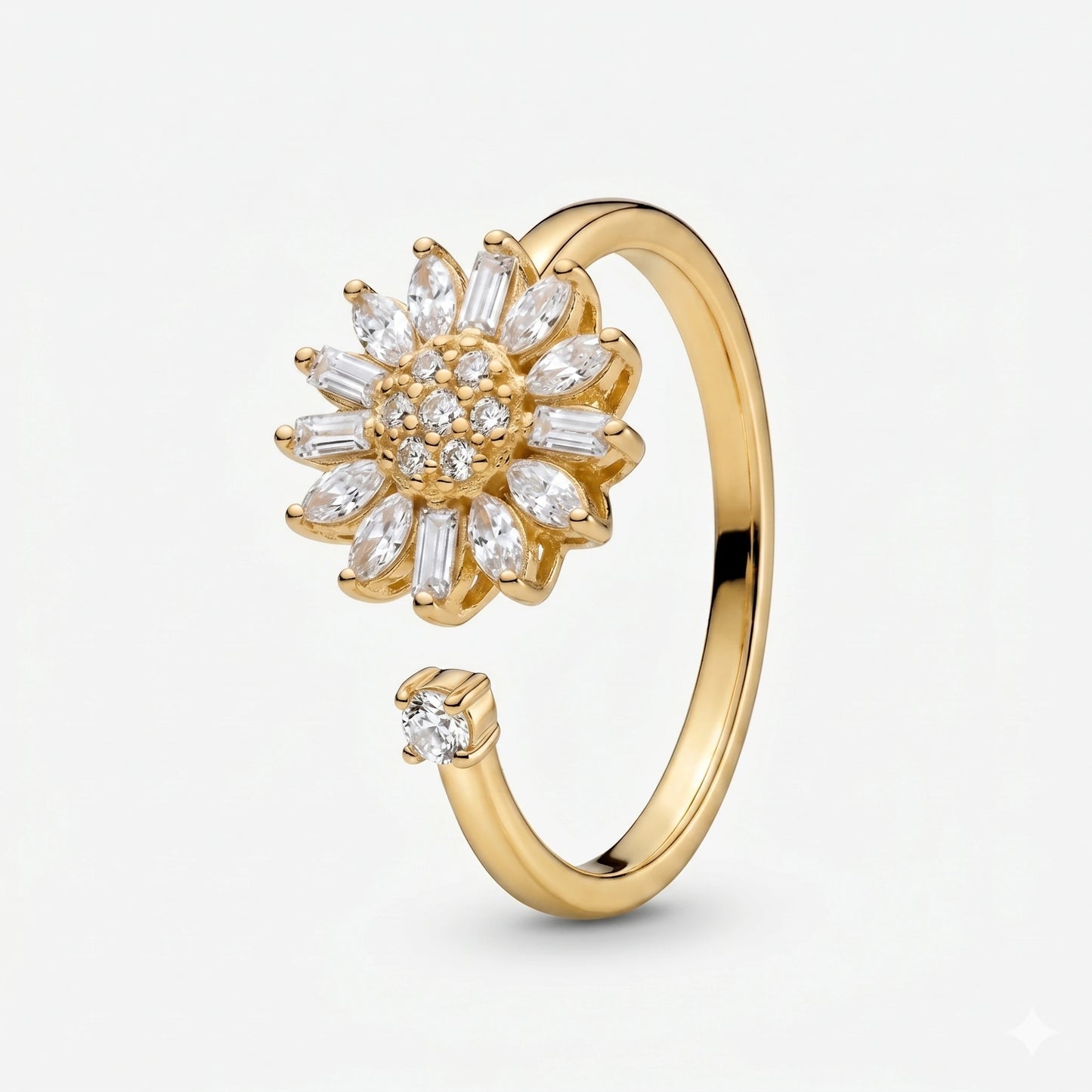 Anillo Girasol Giratorio | Baño en Oro + Caja Premium Gratis ✨