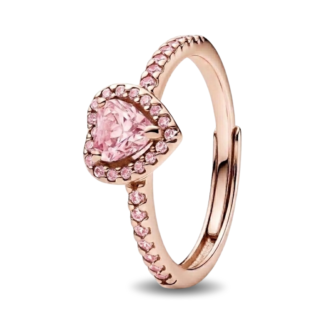 Anillo Corazón Ajustable 💗 | Plata 925 + Baño en Oro Rosa con Caja Gratis ✨