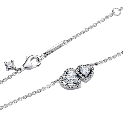 Collar Halo Hearts ❤️| Baño en Oro Blanco + Estuche Gratis✨