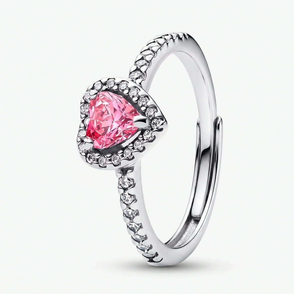 Anillo Corazón Ajustable 💗 | Plata 925 + Baño en Oro Blanco con Caja Gratis ✨