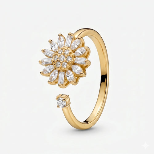 Anillo Girasol Giratorio | Baño en Oro + Caja Premium Gratis ✨