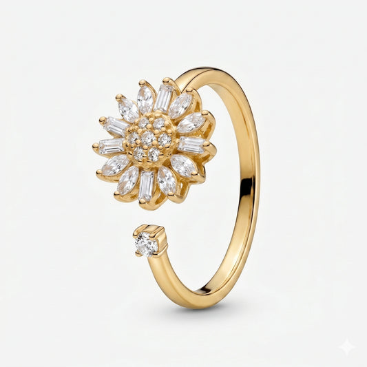 Anillo Girasol Giratorio | Baño en Oro + Caja Premium Gratis ✨