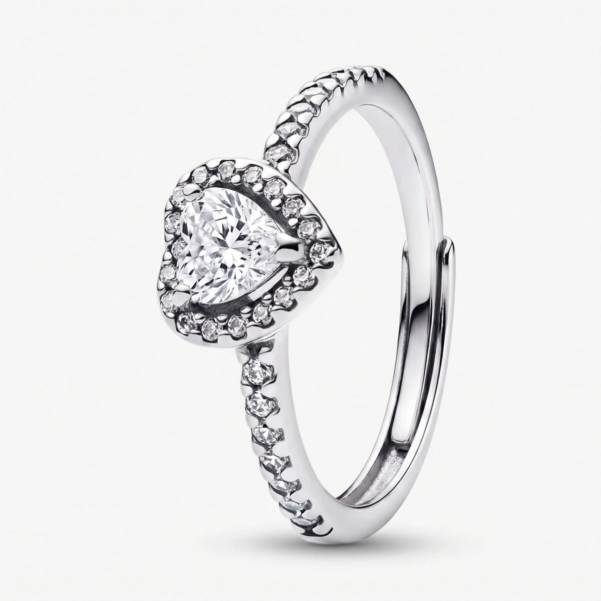 Anillo Corazón Ajustable 💗 | Plata 925 + Baño en Oro Blanco con Caja Gratis ✨