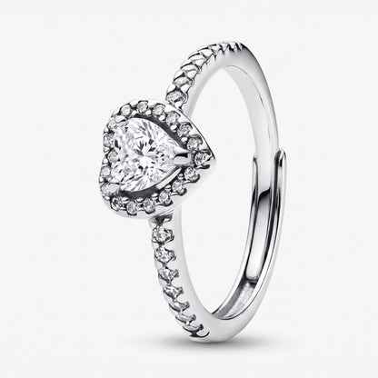 Anillo Corazón Ajustable 💗 | Plata 925 + Baño en Oro Blanco con Caja Gratis ✨