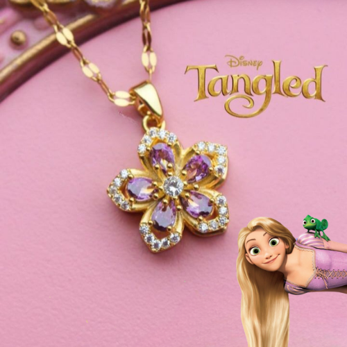 Collar Giratorio Flor Rapuncel | Baño de Oro + Estuche Gratis✨