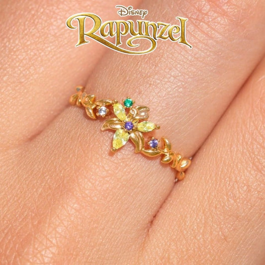 Anillo Flor de Rapunzel 🌼✨| Baño de Oro Italiano + Estuche Premium Gratis🎀