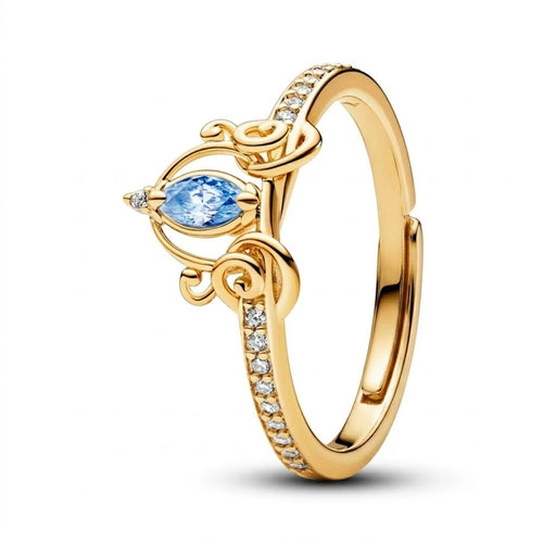 Anillo Corona de Cenicienta | Hecho en Plata + Baño de Oro 14K