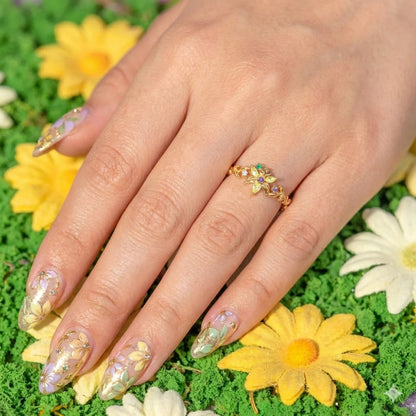 Anillo Flor de Rapunzel 🌼✨| Baño de Oro Italiano + Estuche Premium Gratis🎀